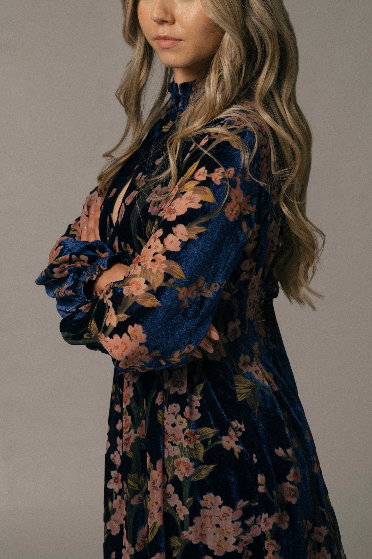 Hansen & Gretel Purple Velvet Floral Dress