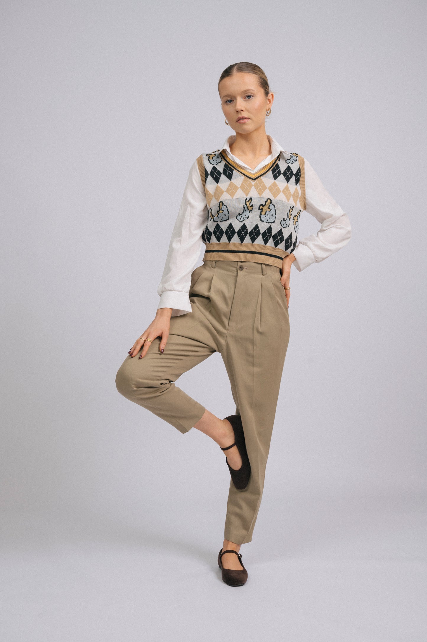 Preloved Manumina Tokyo Tailored High-Waisted Pants – Khaki Green
