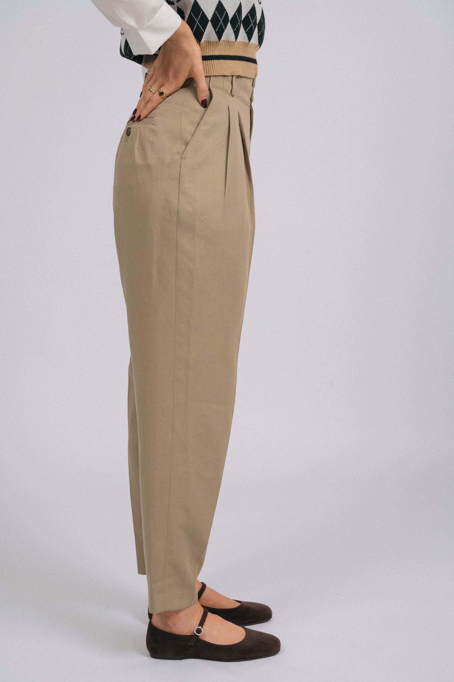 Preloved Manumina Tokyo Tailored High-Waisted Pants – Khaki Green