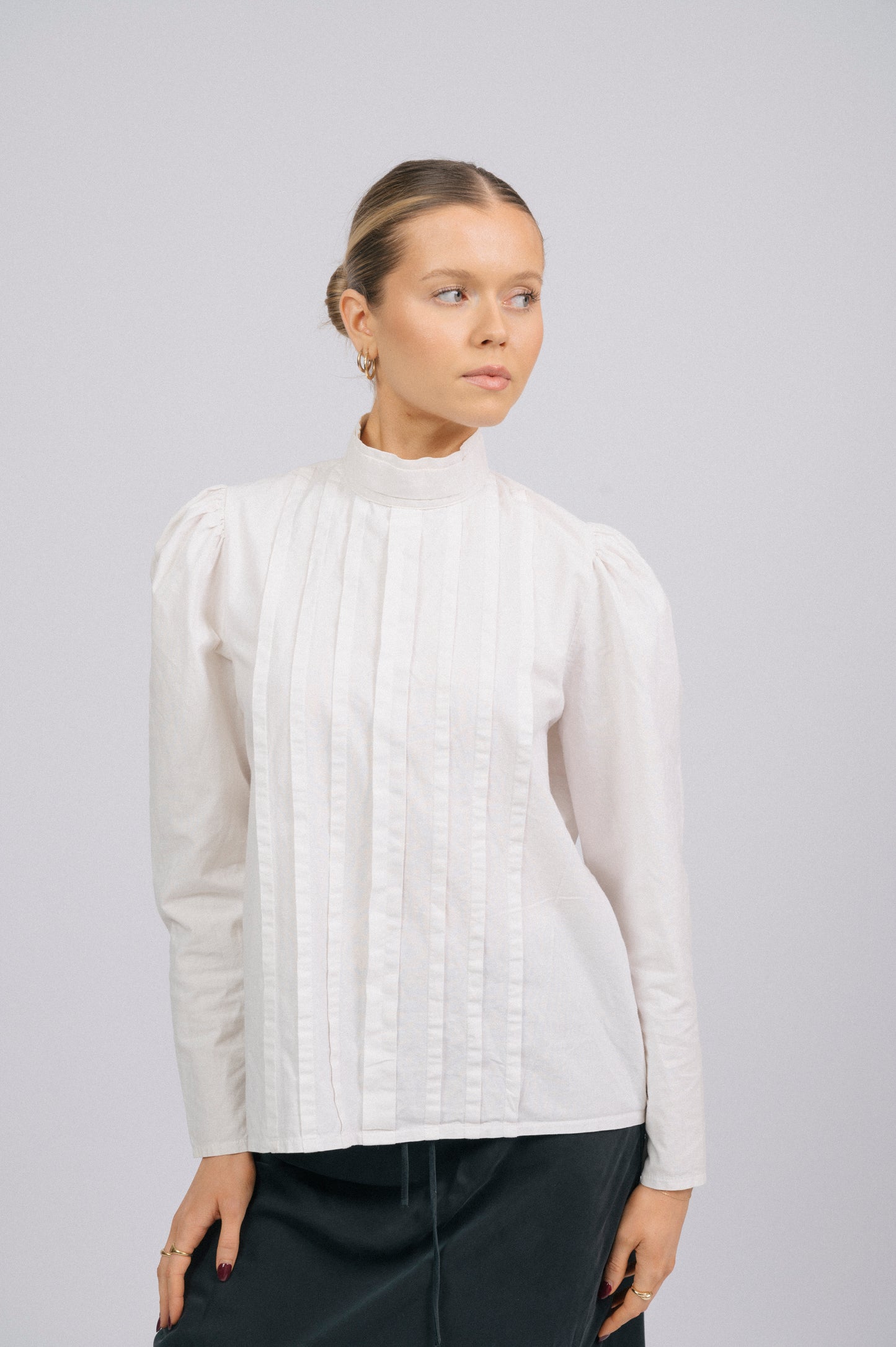 Vintage Laura Ashley High Neck Blouse – Off White – Made in Great Britain