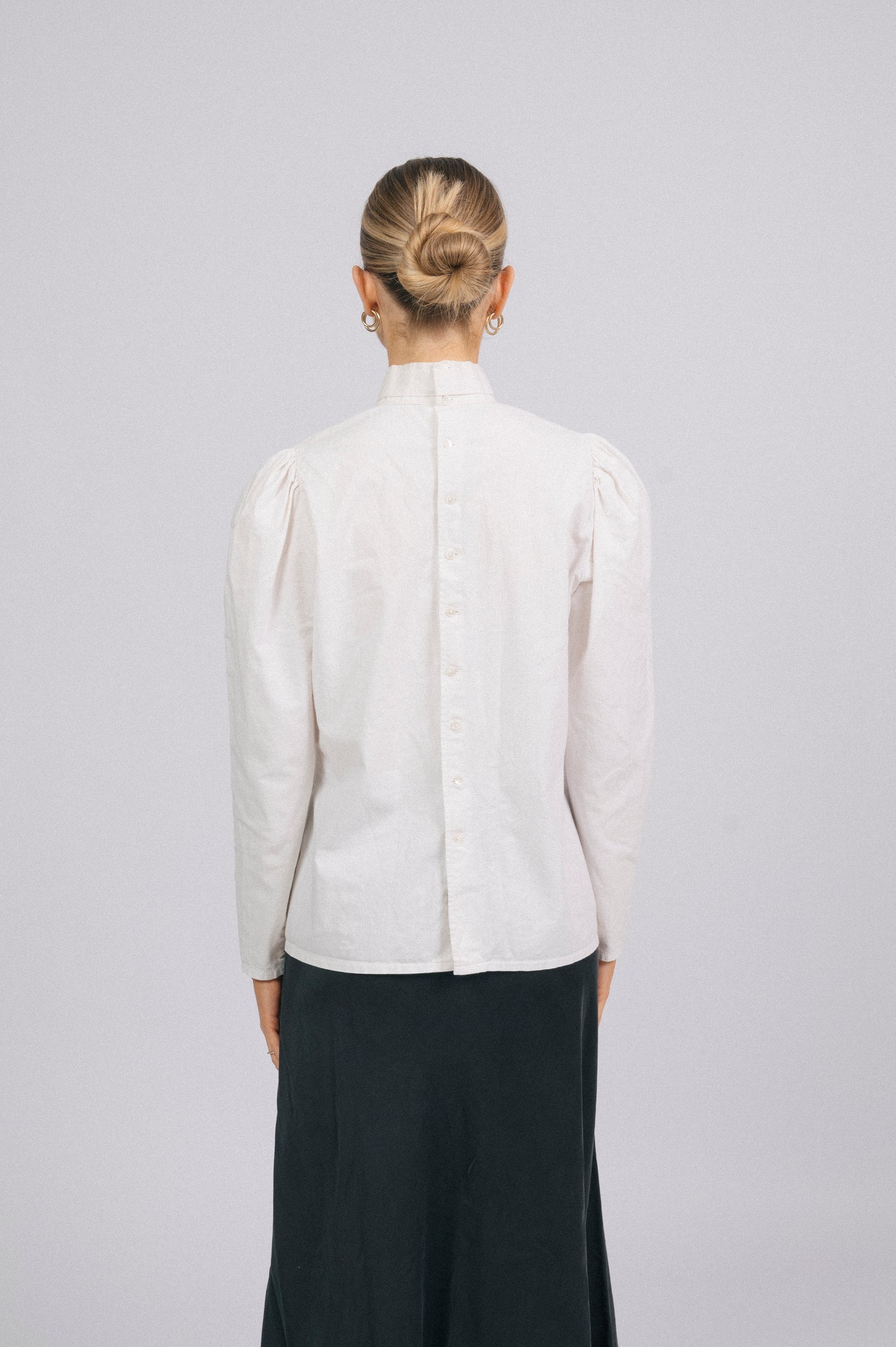 Vintage Laura Ashley High Neck Blouse – Off White – Made in Great Britain