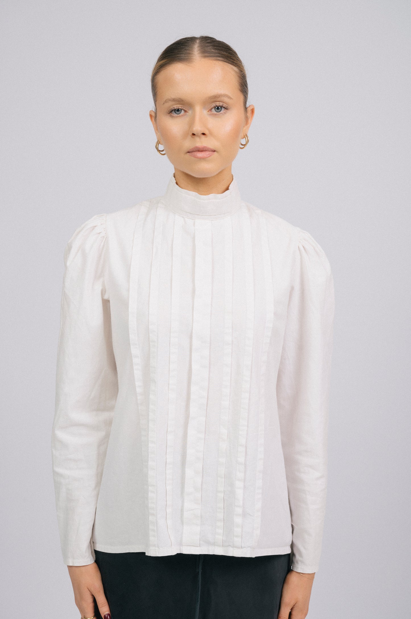 Vintage Laura Ashley High Neck Blouse – Off White – Made in Great Britain