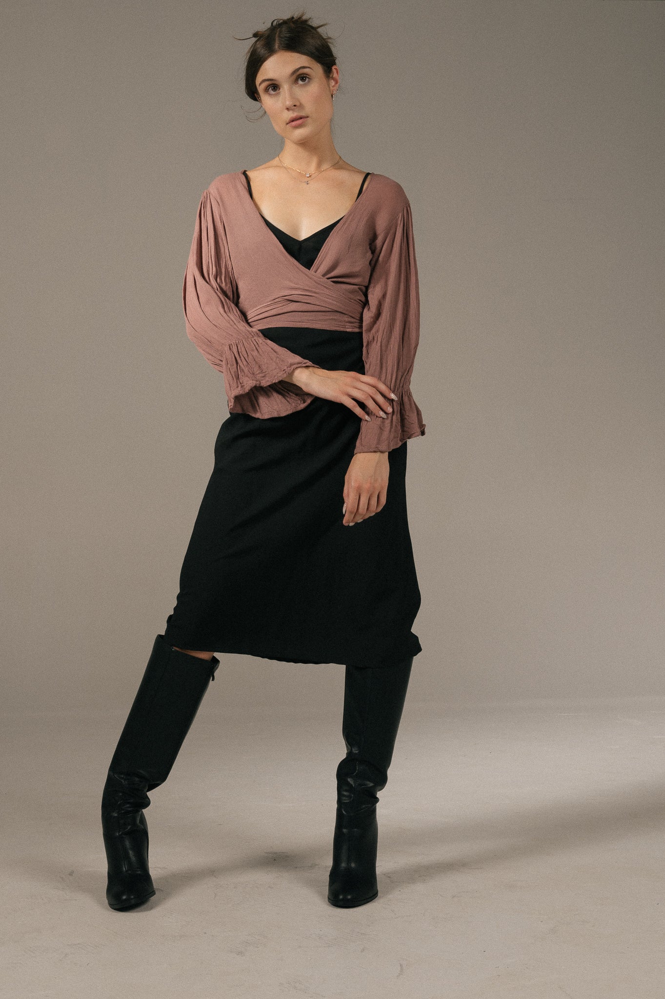 Tree of Life - Long Sleeved Wrap Around Blouse (Purple)