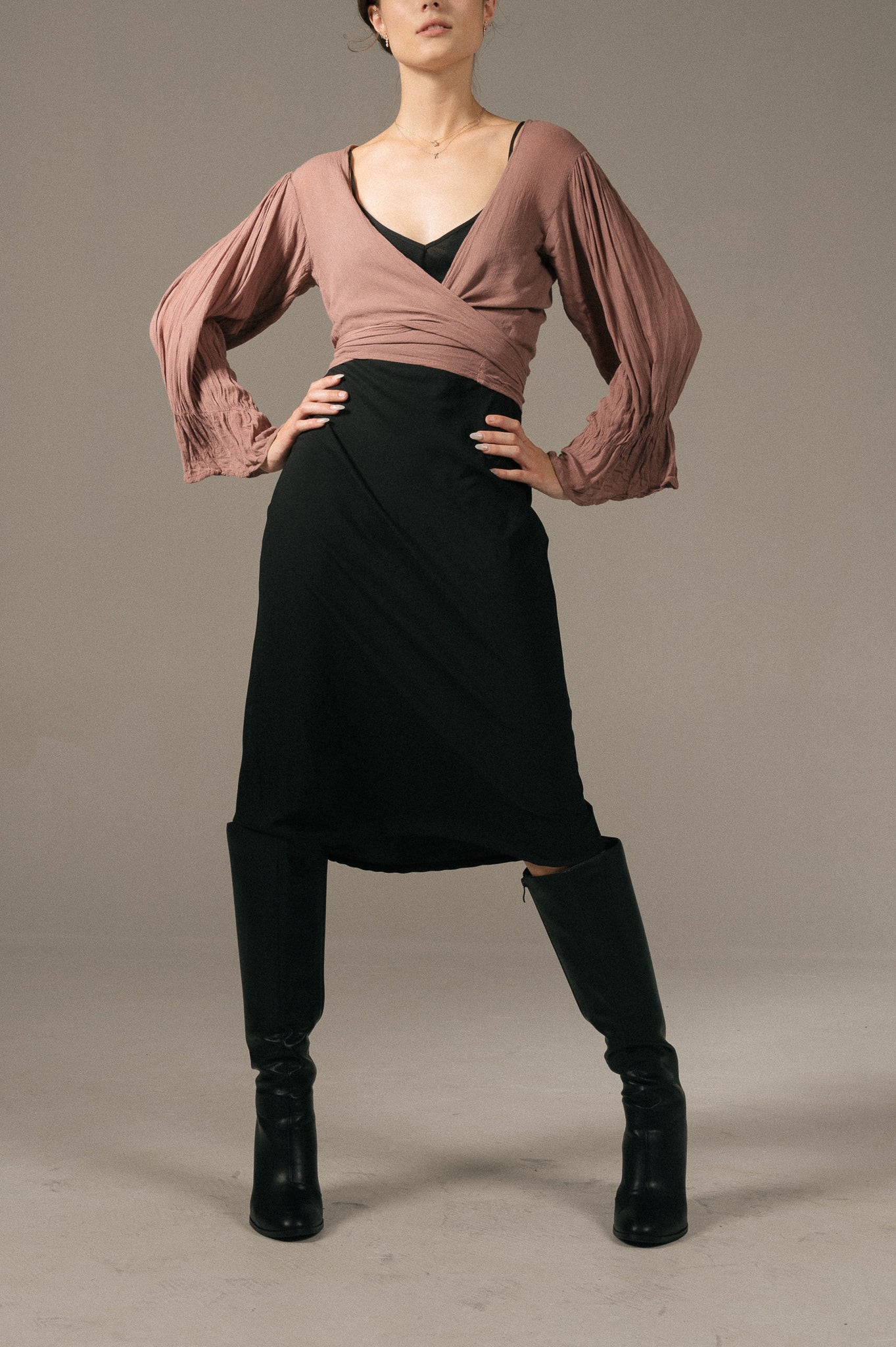 Tree of Life - Long Sleeved Wrap Around Blouse (Purple)