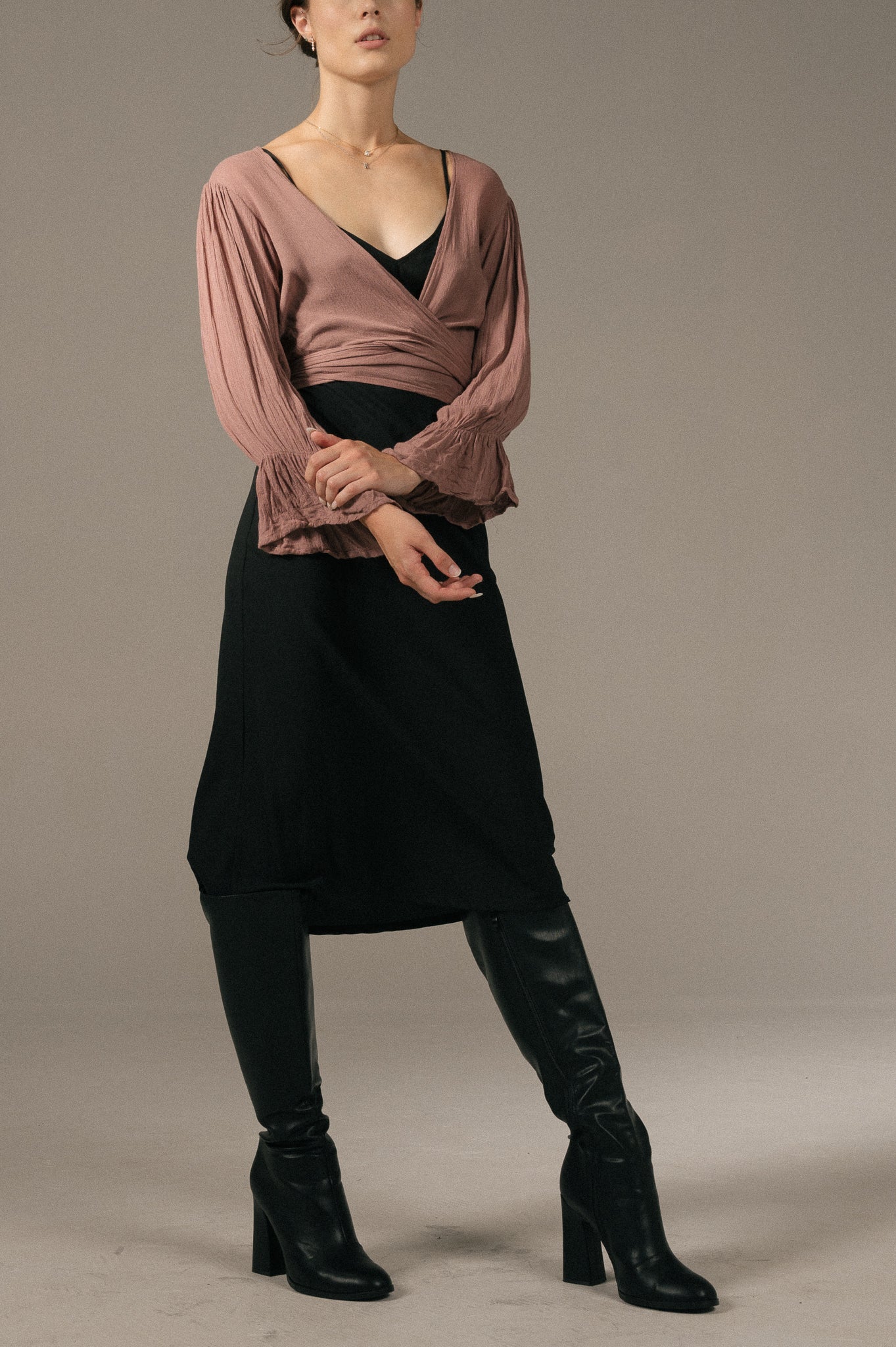 Tree of Life - Long Sleeved Wrap Around Blouse (Purple)