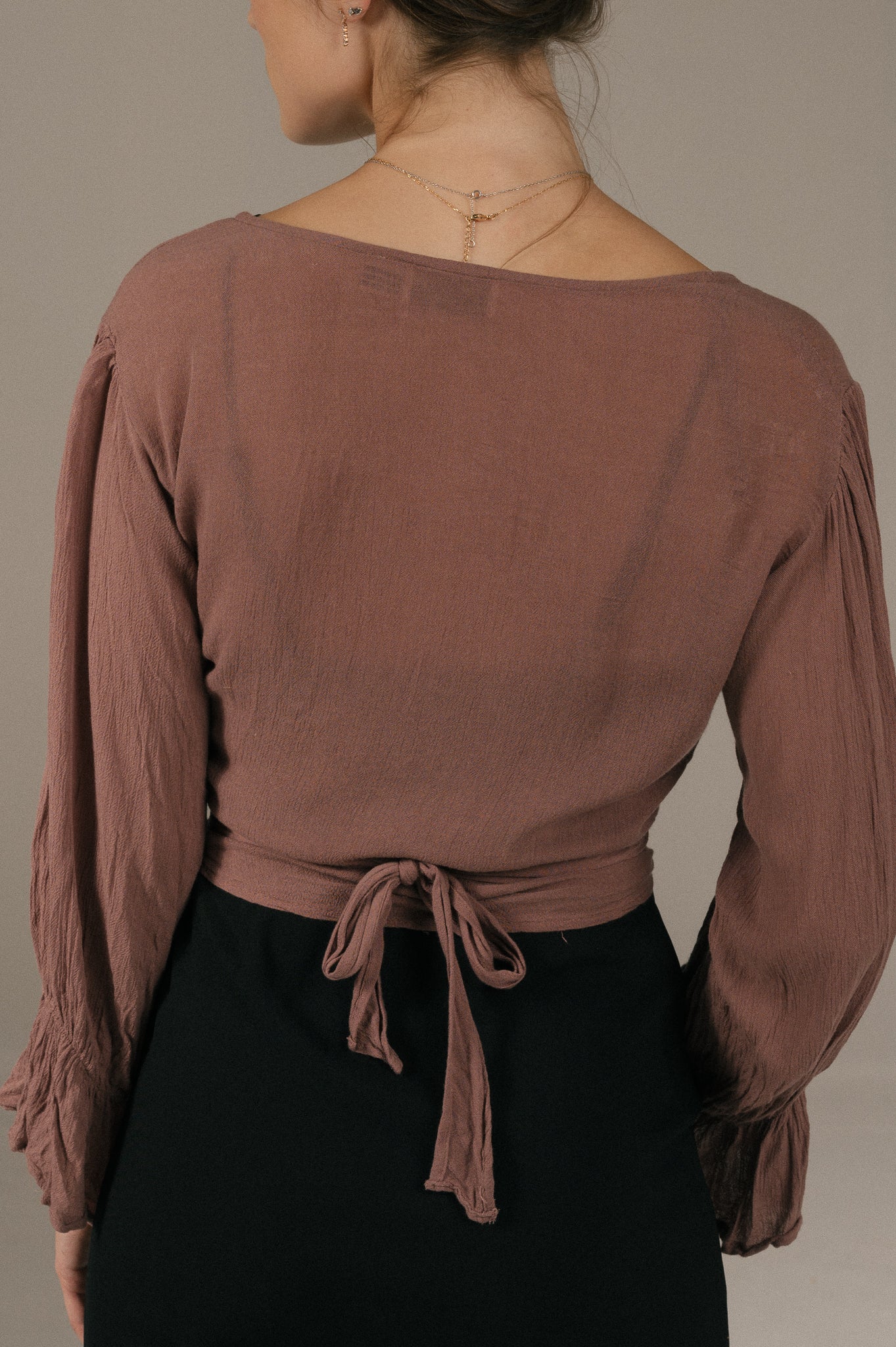 Tree of Life - Long Sleeved Wrap Around Blouse (Purple)