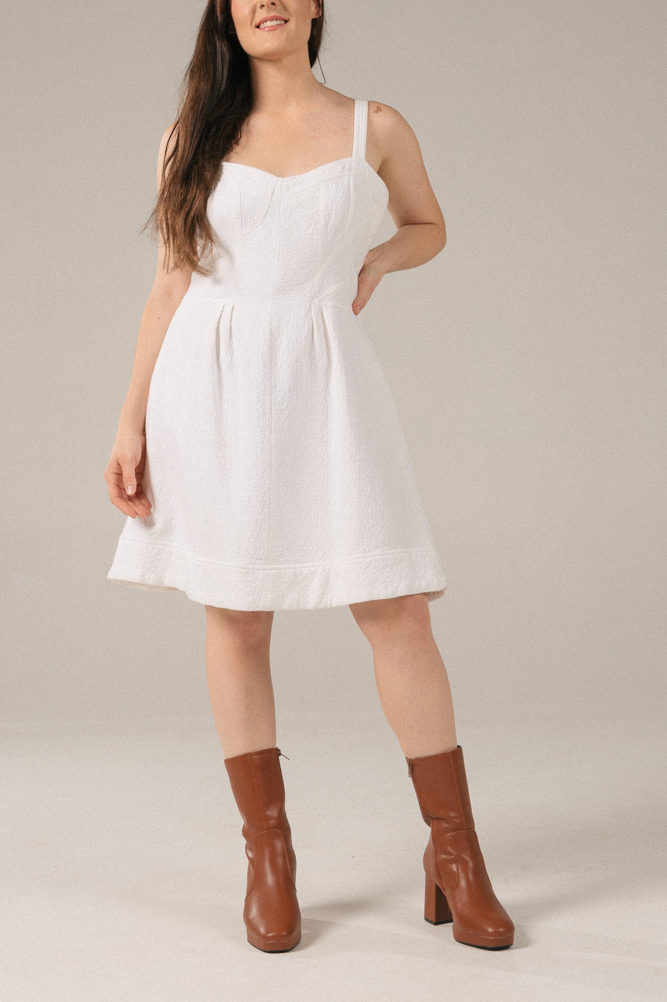 Country Road - Jacquard Bustier Mini Dress (White)