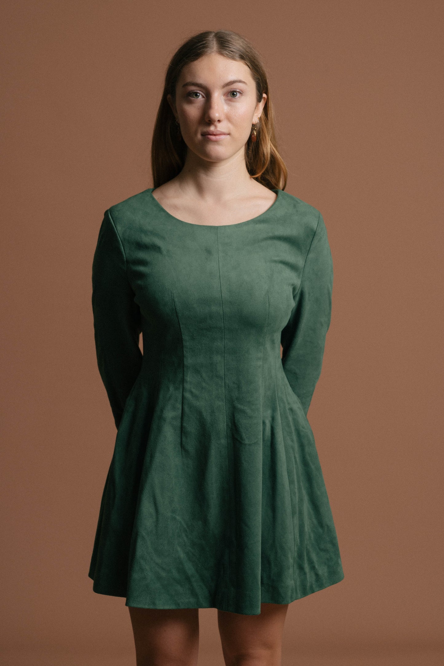 Vintage Velvet Mini Dress (Emerald)