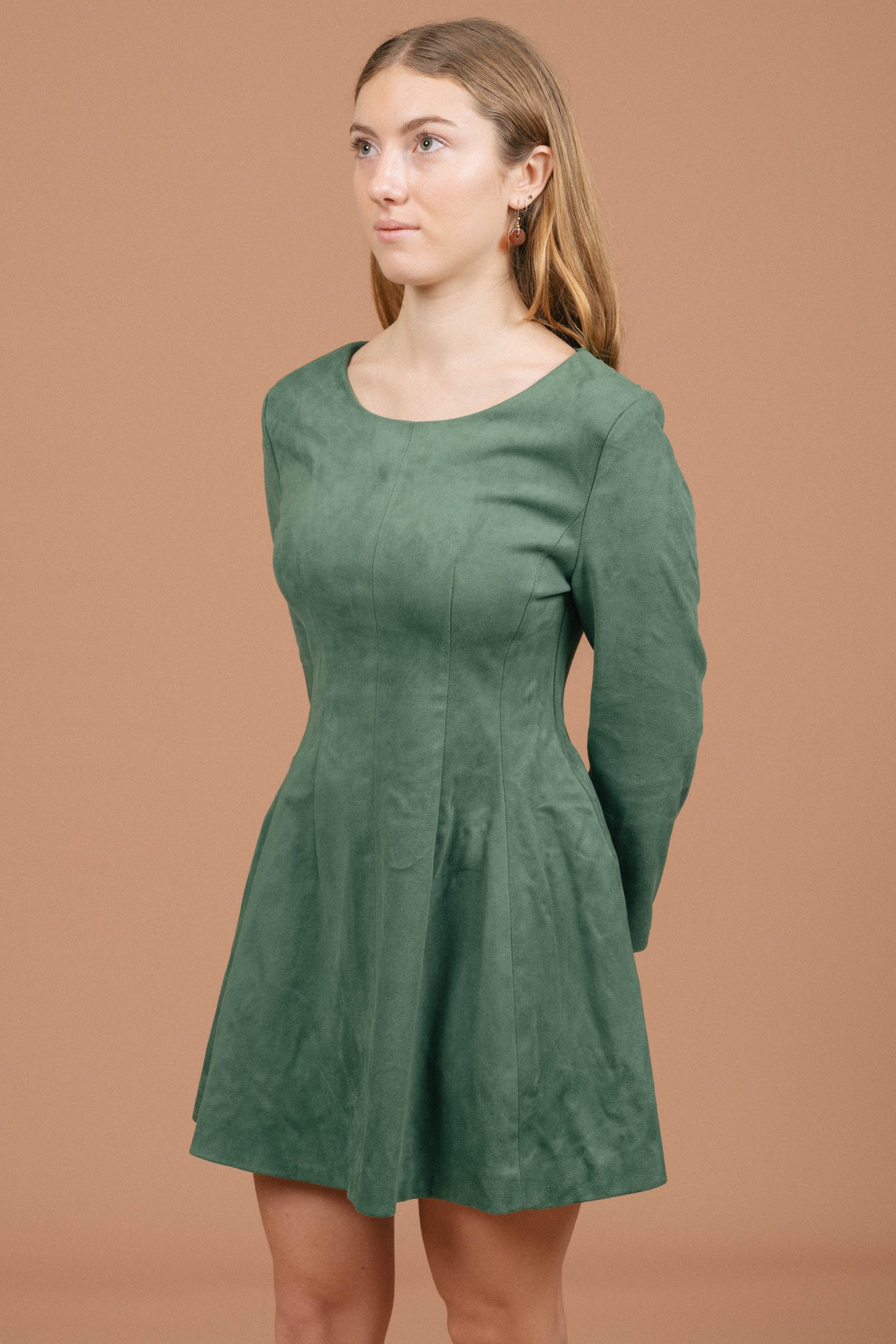 Vintage Velvet Mini Dress (Emerald)