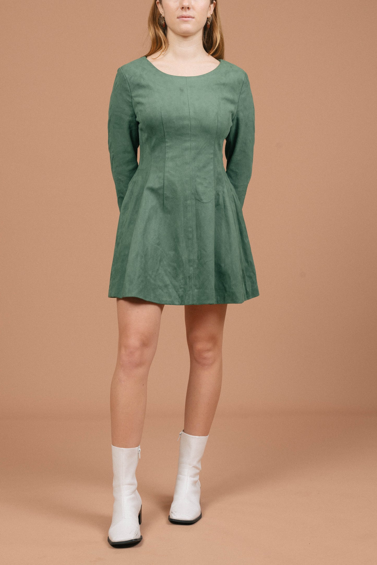 Vintage Velvet Mini Dress (Emerald)