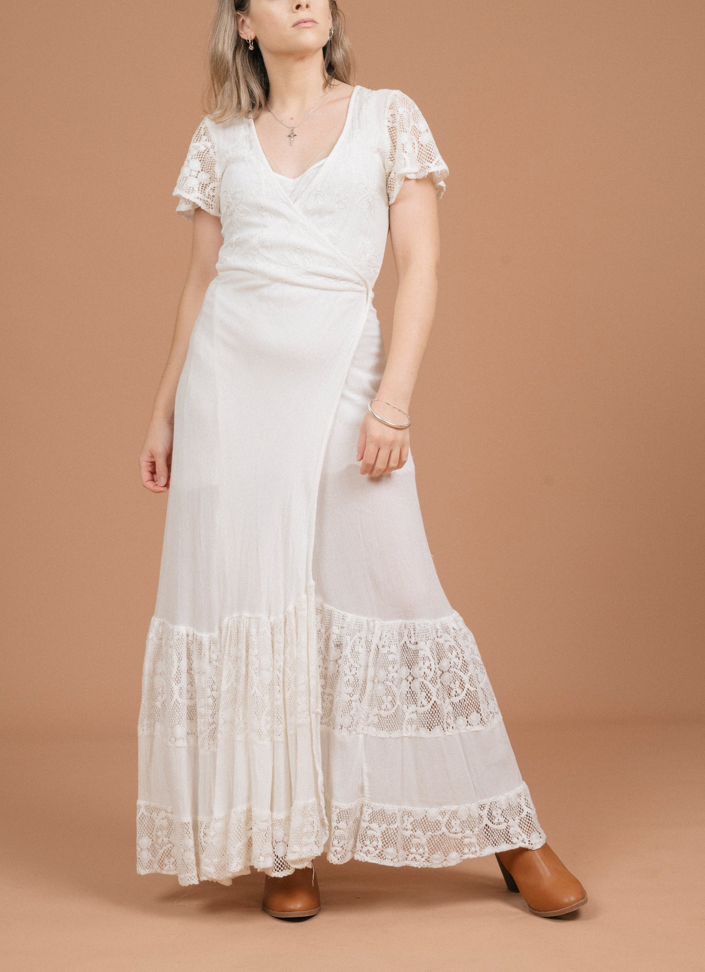 Tree of Life Wrap Dress (White)