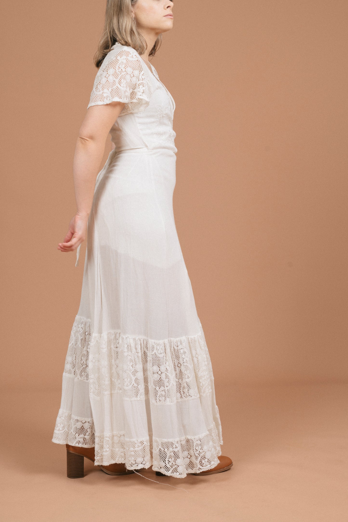 Tree of Life Wrap Dress (White)