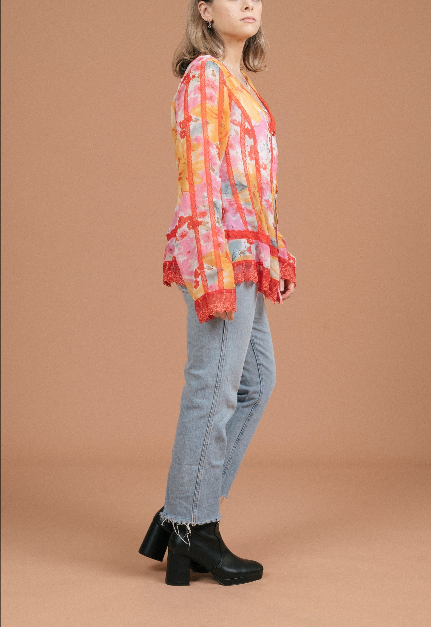 Fanny Lam Sheer Floral Blouse (Multi)