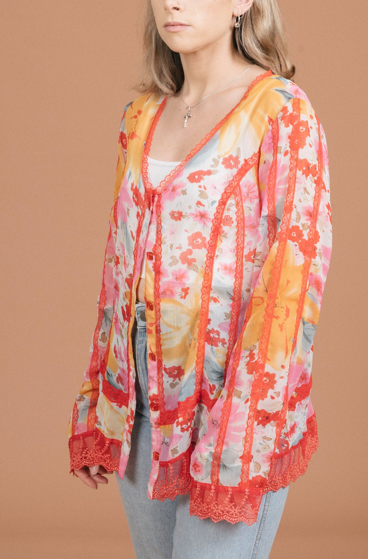 Fanny Lam Sheer Floral Blouse (Multi)