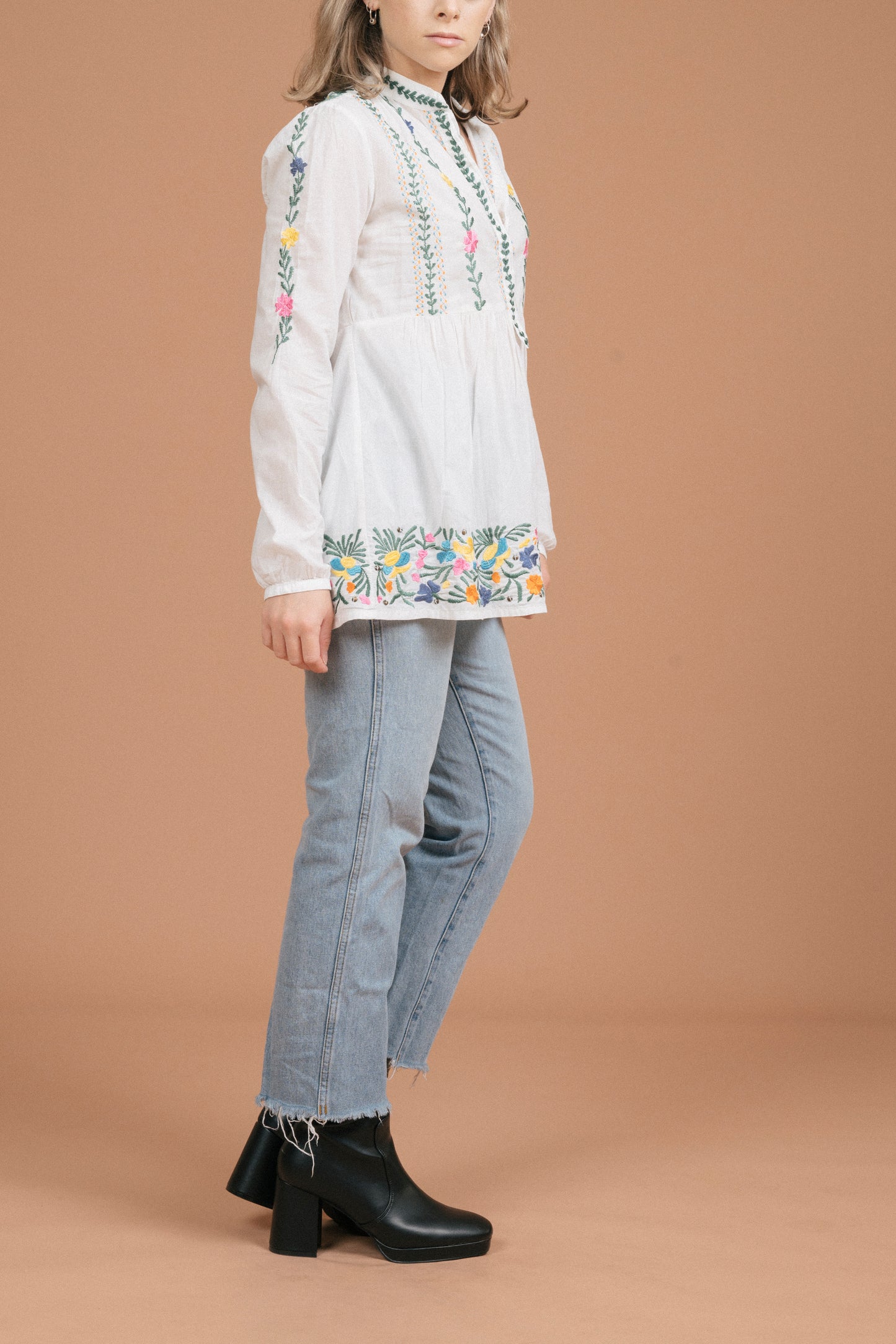 Antik Batik Blouse with Floral Detailing (White)