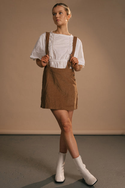 Tree of Life - Overall Cord Mini Dress (Brown)