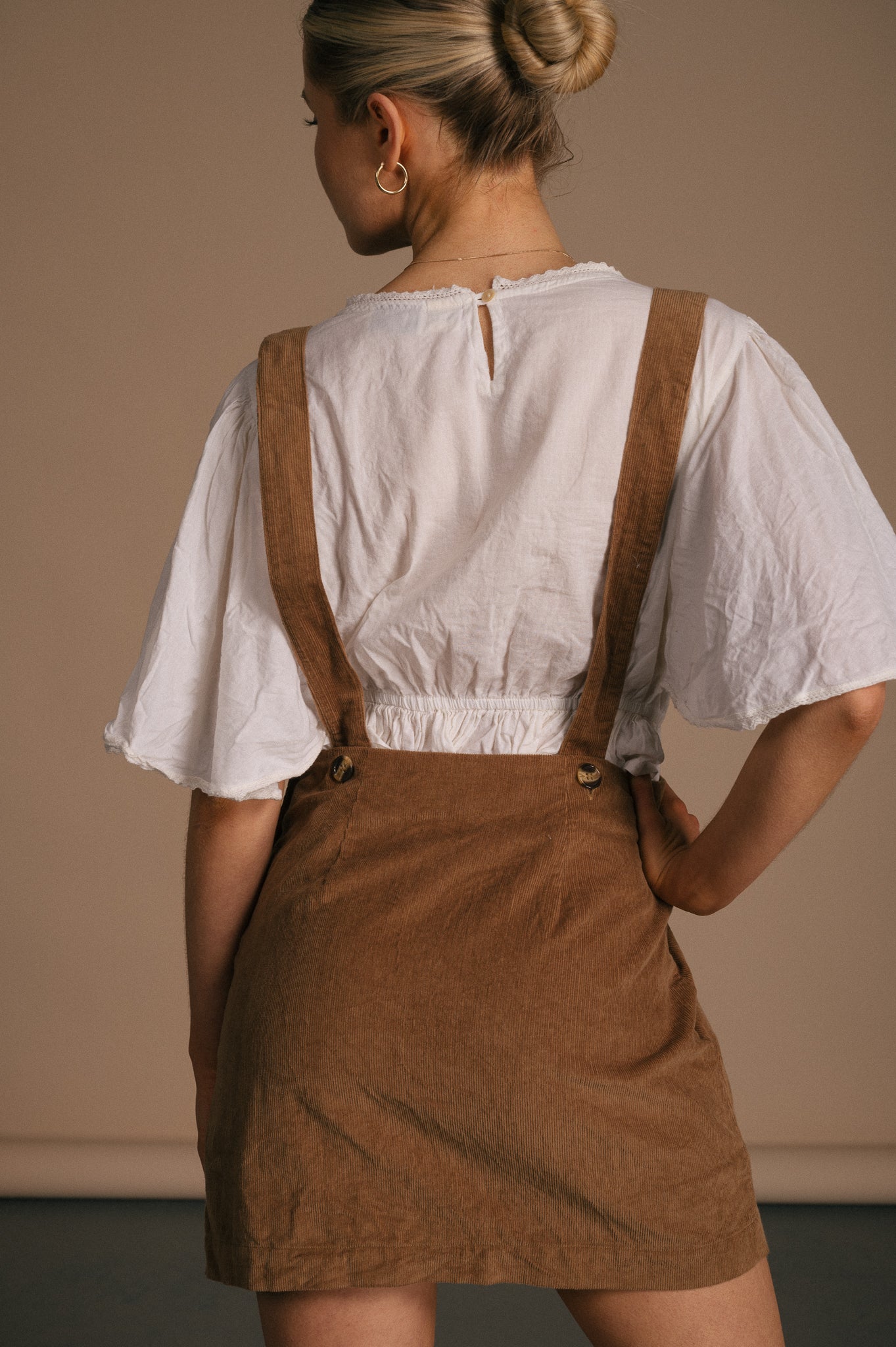Tree of Life - Overall Cord Mini Dress (Brown)