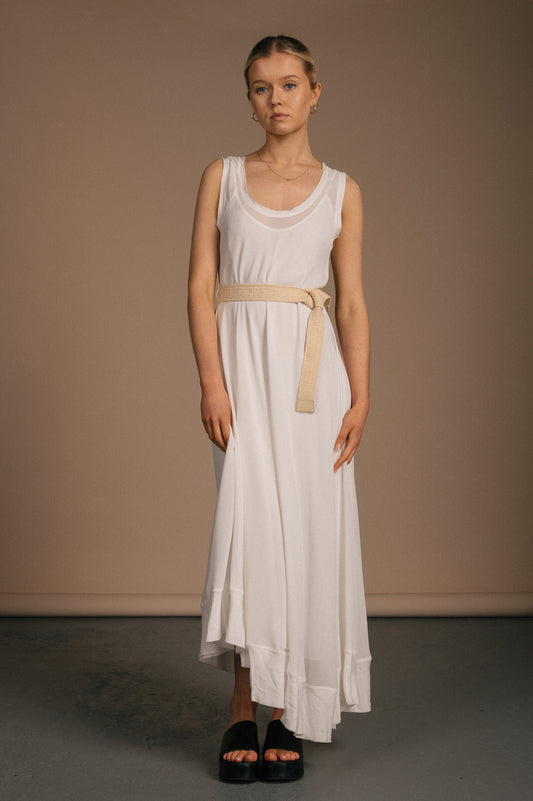 Country Road - Asymmetric Slip Dress (White)