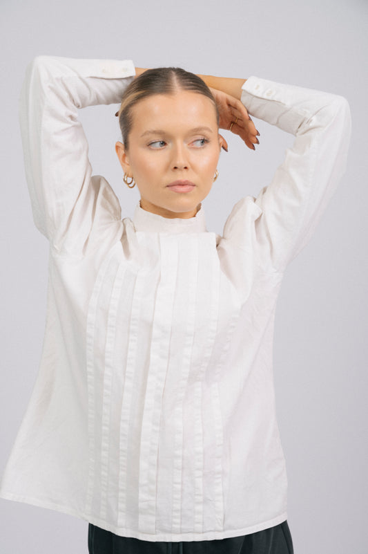 Vintage Laura Ashley High Neck Blouse – Off White – Made in Great Britain