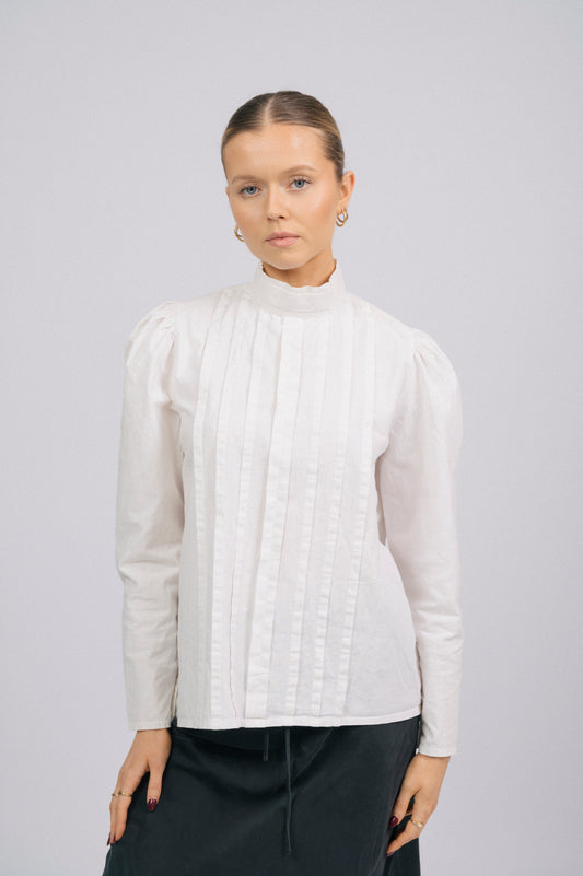 Vintage Laura Ashley High Neck Blouse – Off White – Made in Great Britain