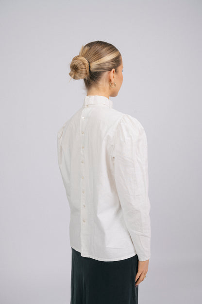 Vintage Laura Ashley High Neck Blouse – Off White – Made in Great Britain