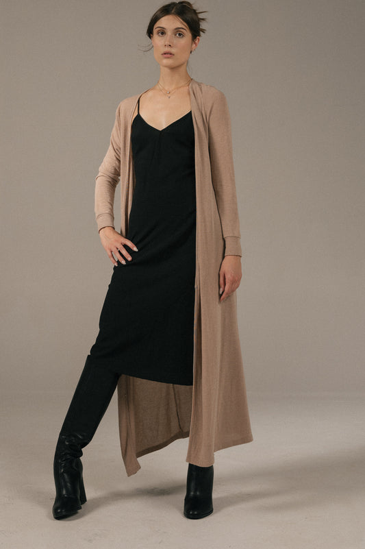 Ebby Andi - Long Sleeved Full Length Cardigan (Beige)