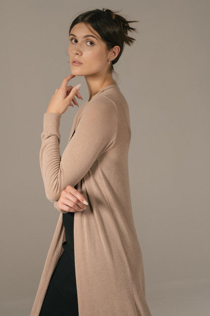 Ebby Andi - Long Sleeved Full Length Cardigan (Beige)