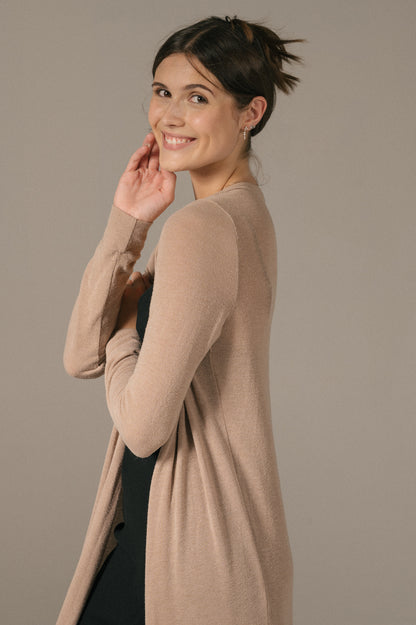 Ebby Andi - Long Sleeved Full Length Cardigan (Beige)