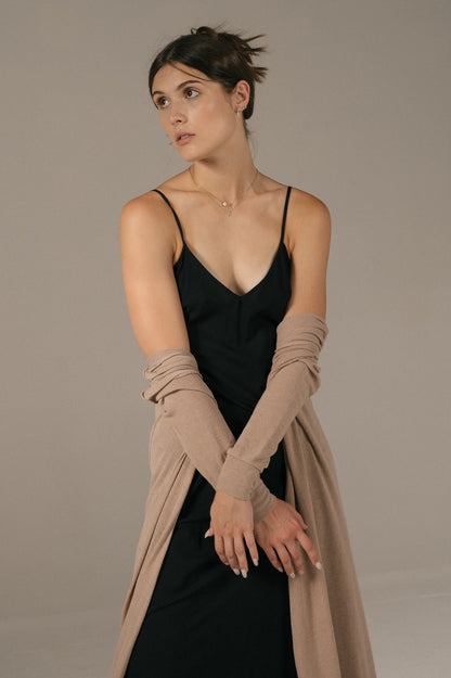 Ebby Andi - Long Sleeved Full Length Cardigan (Beige)