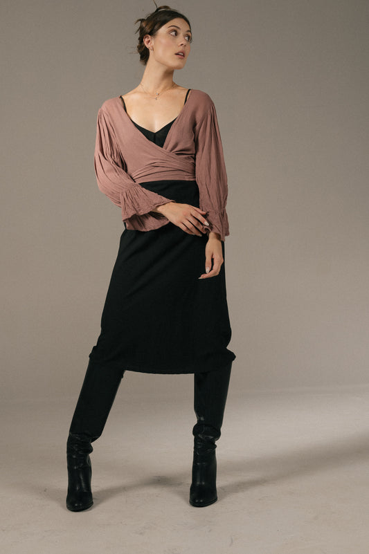 Tree of Life - Long Sleeved Wrap Around Blouse (Purple)