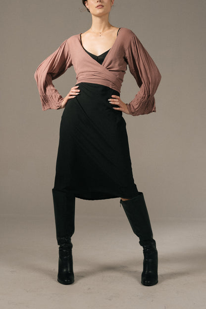 Tree of Life - Long Sleeved Wrap Around Blouse (Purple)