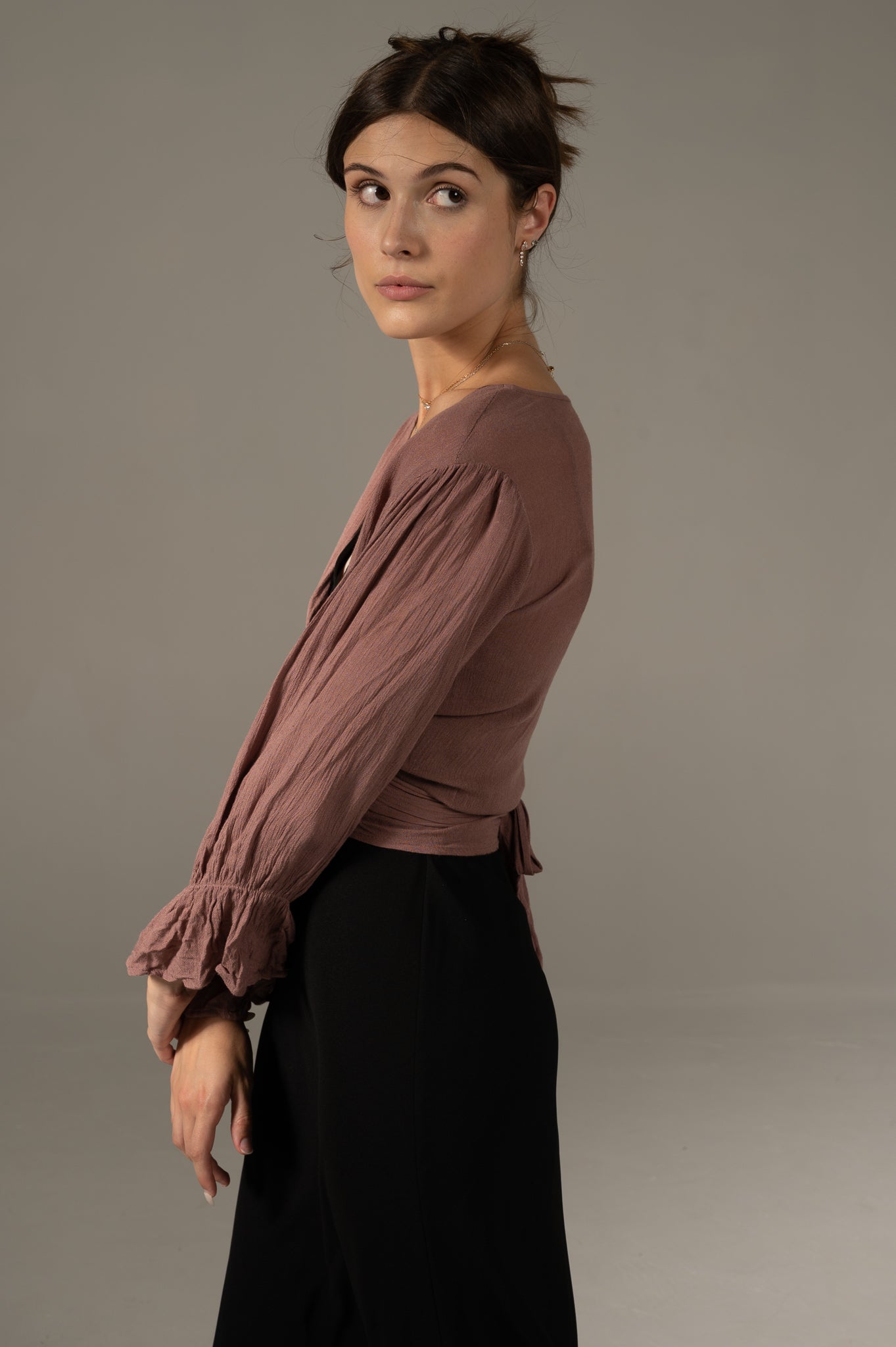 Tree of Life - Long Sleeved Wrap Around Blouse (Purple)