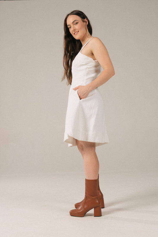 Country Road - Jacquard Bustier Mini Dress (White)