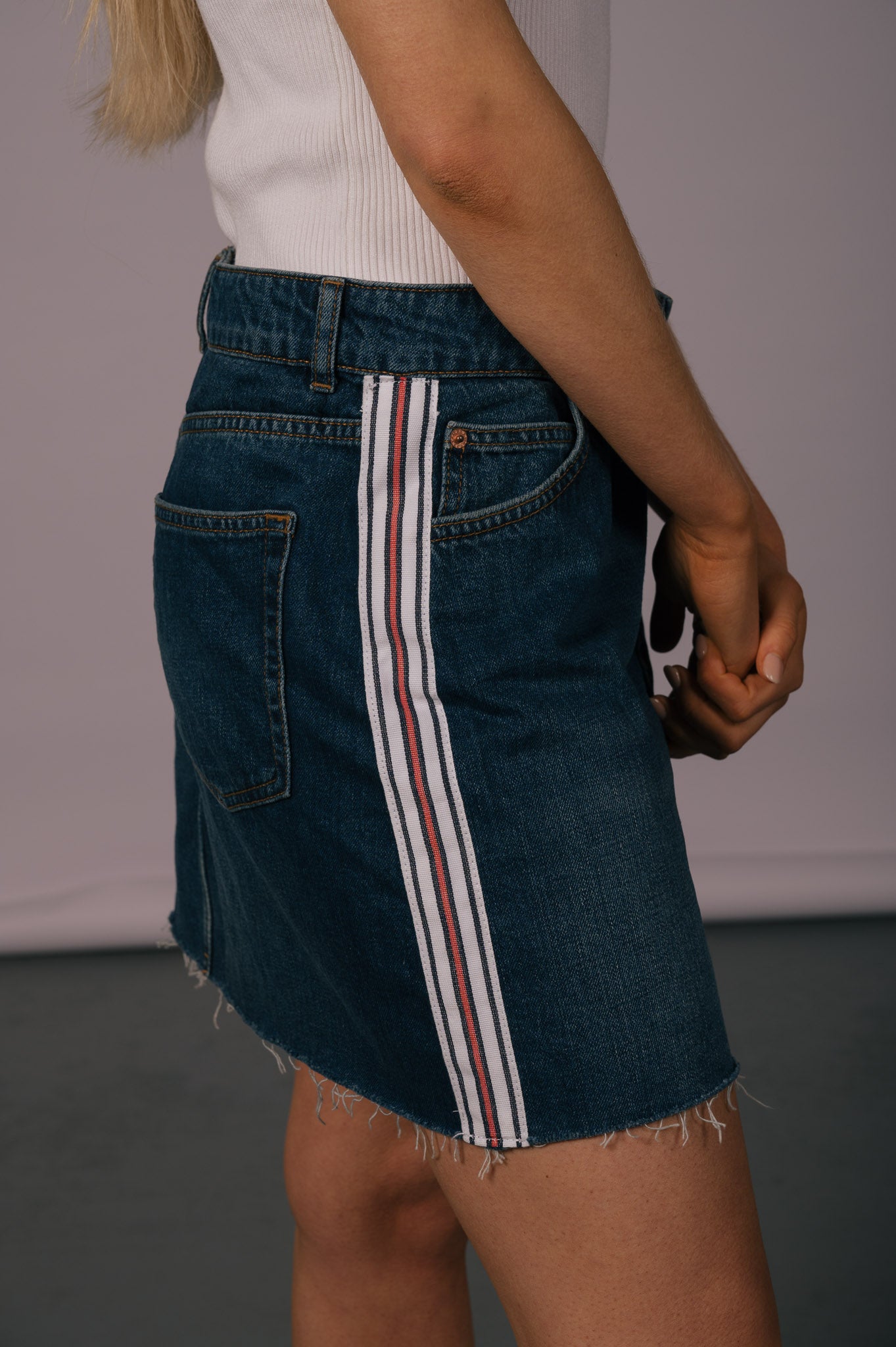 Topshop Denim Frayed Mini Skirt