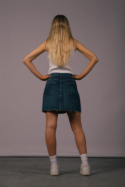 Topshop Denim Frayed Mini Skirt