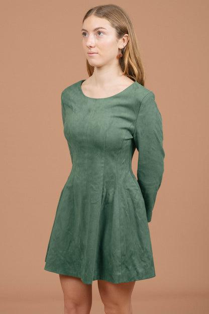 Vintage Velvet Mini Dress (Emerald)