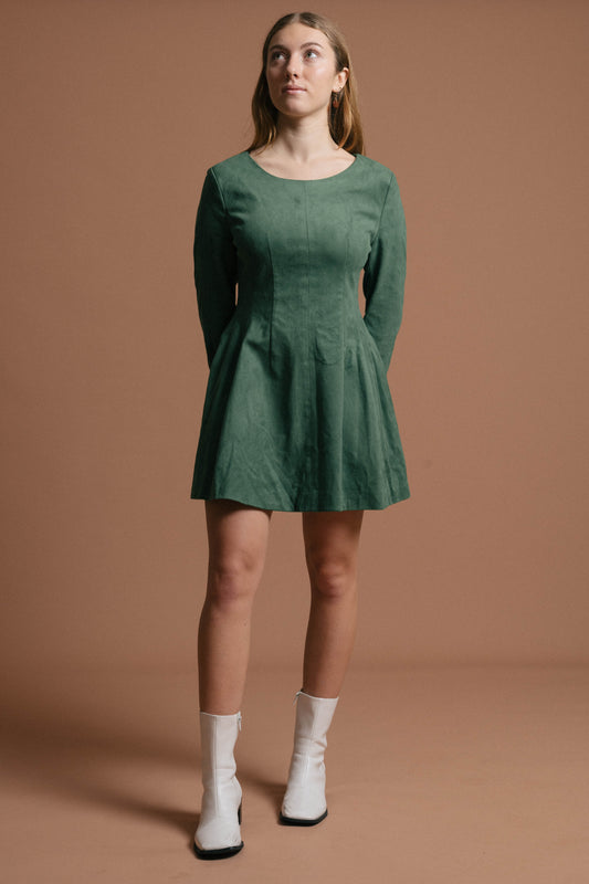 Vintage Velvet Mini Dress (Emerald)
