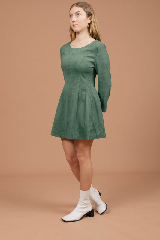 Vintage Velvet Mini Dress (Emerald)