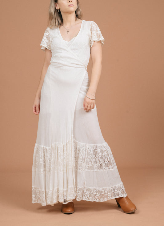 Tree of Life Wrap Dress (White)